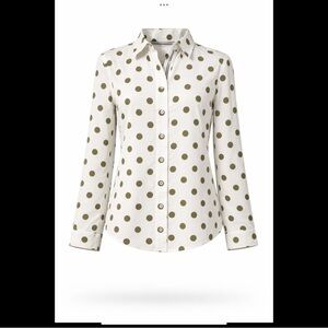 Talbots Petite Textured Polka Dot Cotton Work Blouse | P
